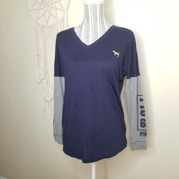 PINK Victoria's Secret Tops - Victorias Secret Pink V-neck Collegiate University